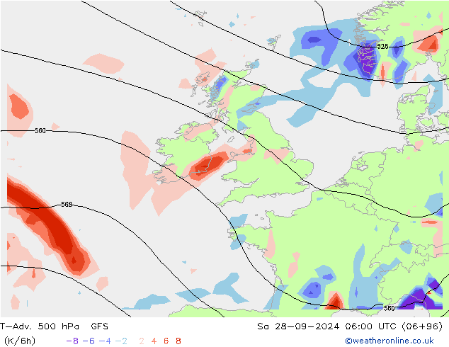 T-Adv. 500 hPa GFS Sa 28.09.2024 06 UTC