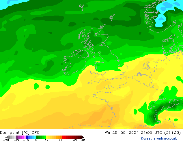 punkt rosy GFS śro. 25.09.2024 21 UTC