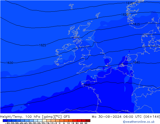 Height/Temp. 100 hPa GFS pon. 30.09.2024 06 UTC