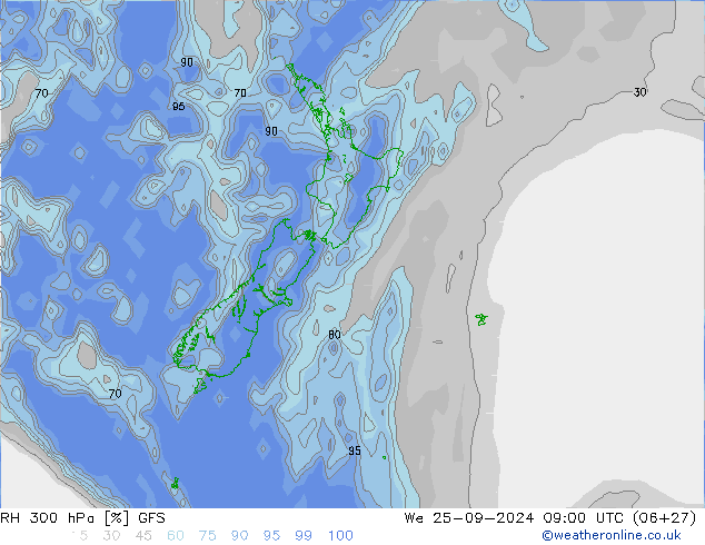 RH 300 hPa GFS St 25.09.2024 09 UTC