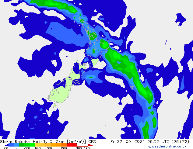 Storm Relative Helicity GFS ven 27.09.2024 06 UTC