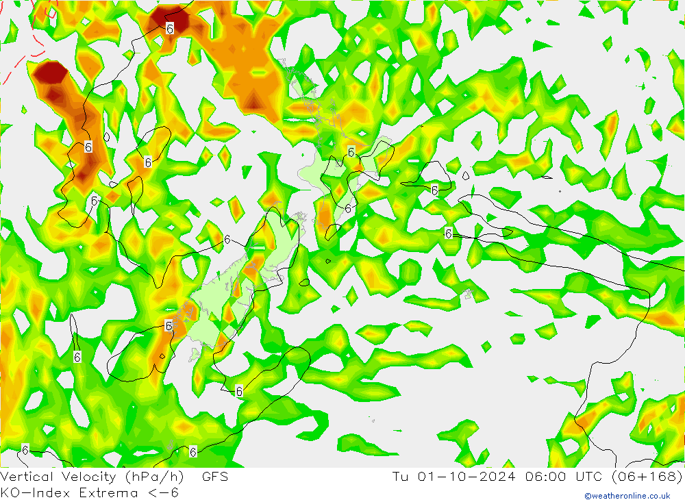 Convection-Index GFS Tu 01.10.2024 06 UTC