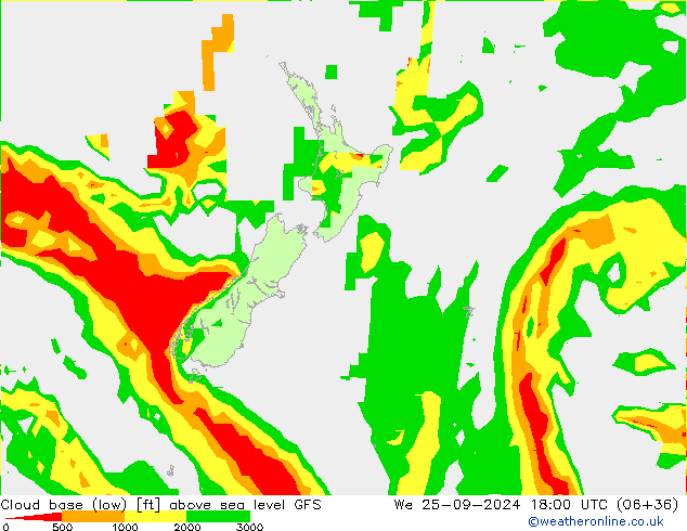 Cloud base (low) GFS ср 25.09.2024 18 UTC