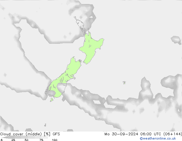 Cloud cover (middle) GFS Mo 30.09.2024 06 UTC