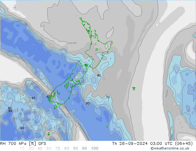 RH 700 hPa GFS Th 26.09.2024 03 UTC