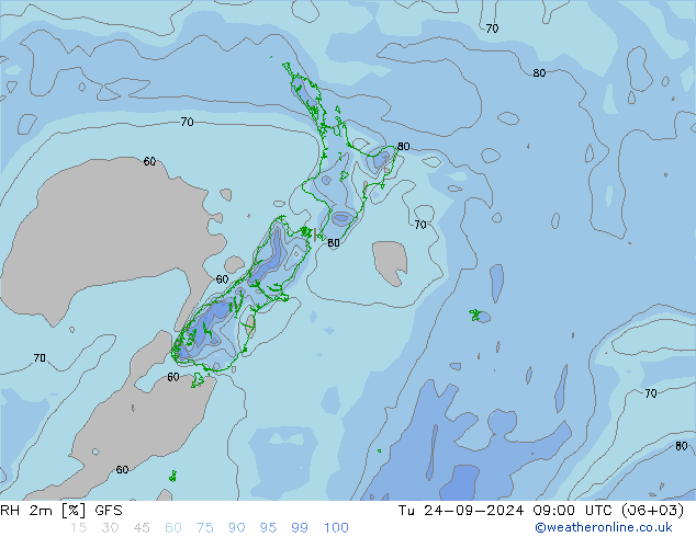 RH 2m GFS mar 24.09.2024 09 UTC