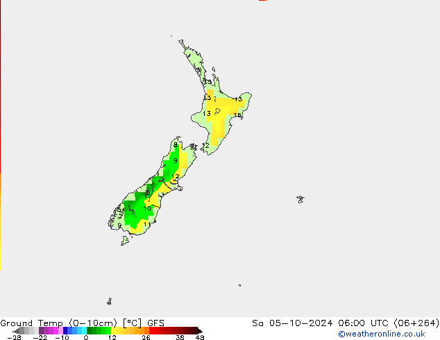 Ground Temp (0-10cm) GFS Sa 05.10.2024 06 UTC