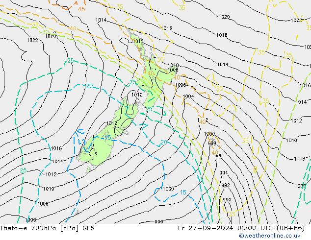 Theta-e 700hPa GFS vr 27.09.2024 00 UTC