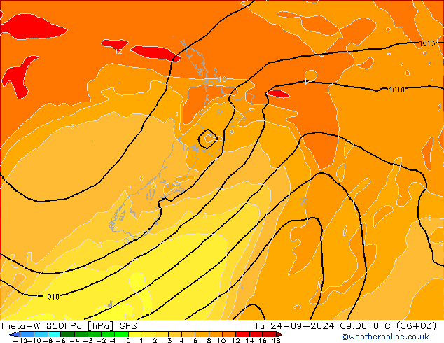 Theta-W 850hPa GFS mar 24.09.2024 09 UTC