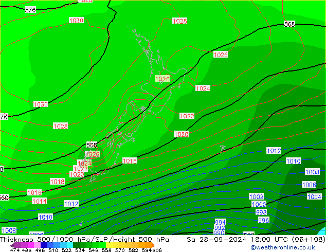 Thck 500-1000hPa GFS Sa 28.09.2024 18 UTC