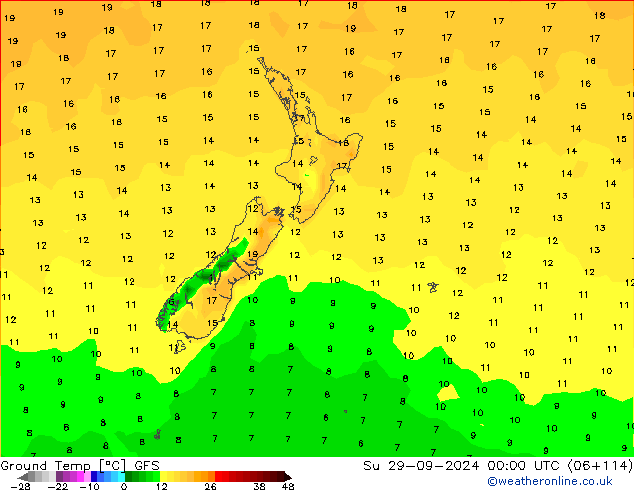 Temp. gruntu GFS nie. 29.09.2024 00 UTC