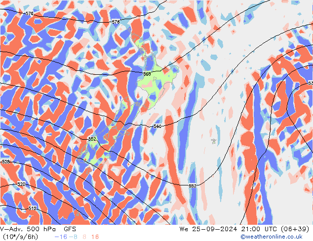 V-Adv. 500 hPa GFS We 25.09.2024 21 UTC