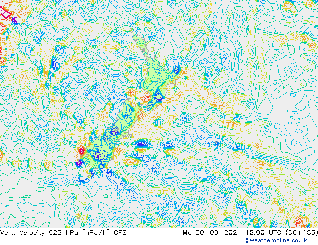 Vert. snelheid 925 hPa GFS ma 30.09.2024 18 UTC