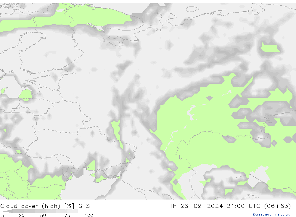 Wolken (hohe) GFS Do 26.09.2024 21 UTC