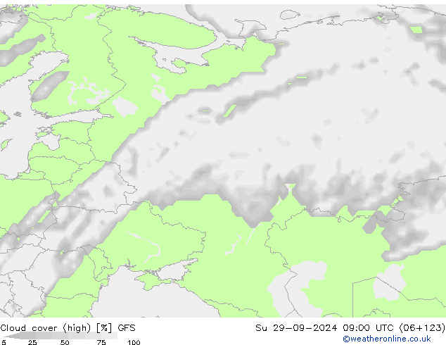 Nubi alte GFS dom 29.09.2024 09 UTC