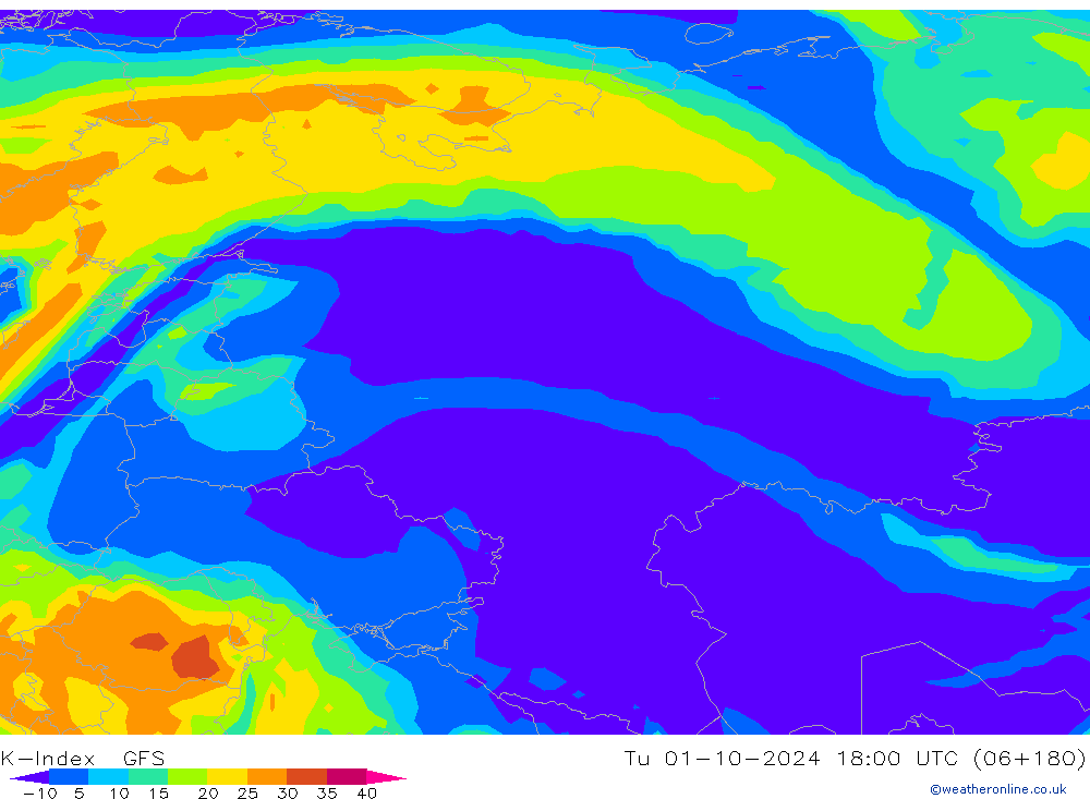 K-Index GFS Tu 01.10.2024 18 UTC