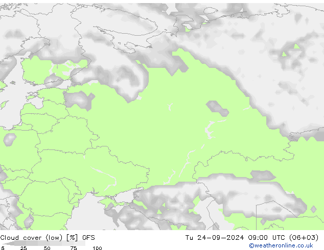 nuvens (baixo) GFS Ter 24.09.2024 09 UTC