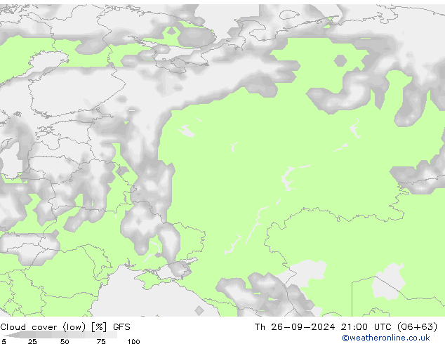 nuvens (baixo) GFS Qui 26.09.2024 21 UTC