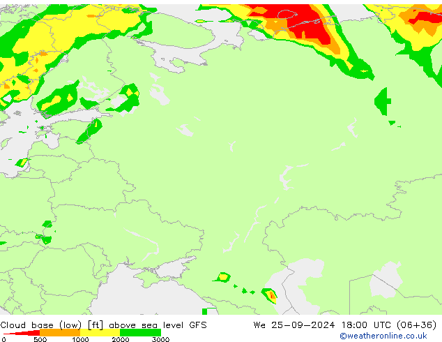 Cloud base (low) GFS We 25.09.2024 18 UTC