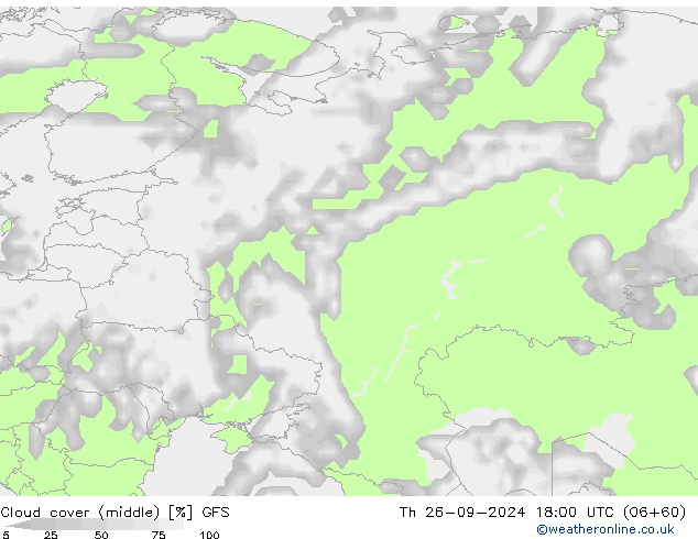 Cloud cover (middle) GFS Th 26.09.2024 18 UTC