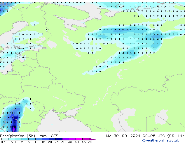 Z500/Rain (+SLP)/Z850 GFS Mo 30.09.2024 06 UTC