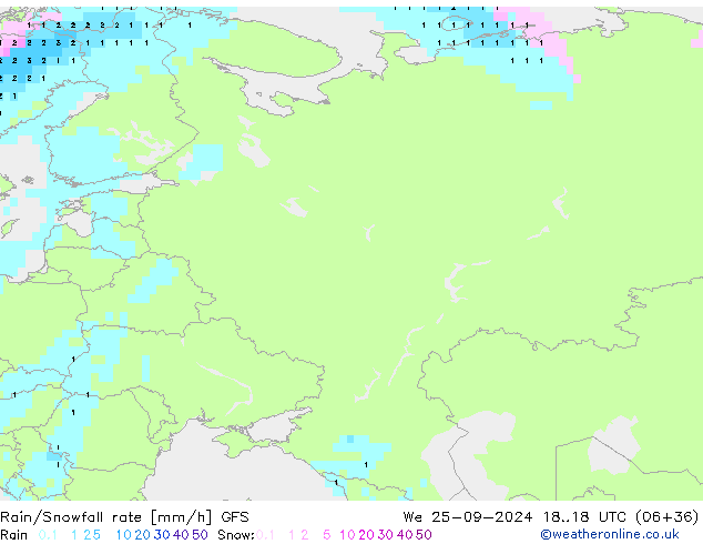 Regen/Sneeuwval GFS wo 25.09.2024 18 UTC