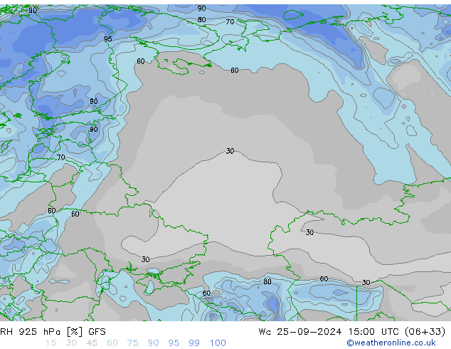 RH 925 hPa GFS We 25.09.2024 15 UTC