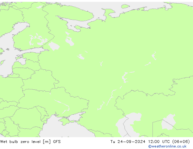 Theta-W Isoterma 0° GFS Ter 24.09.2024 12 UTC