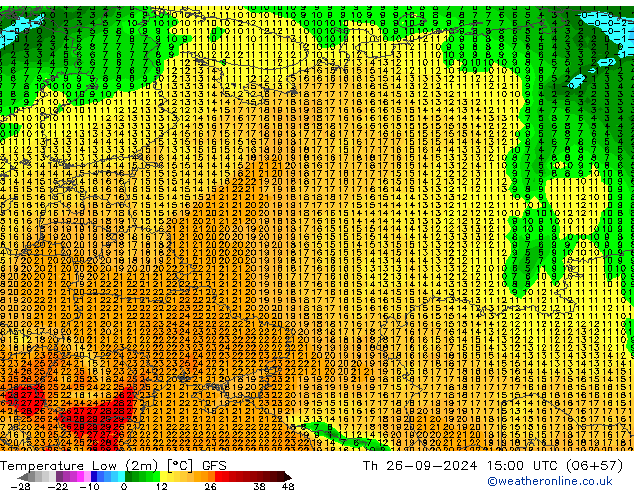 Min.temperatuur (2m) GFS do 26.09.2024 15 UTC