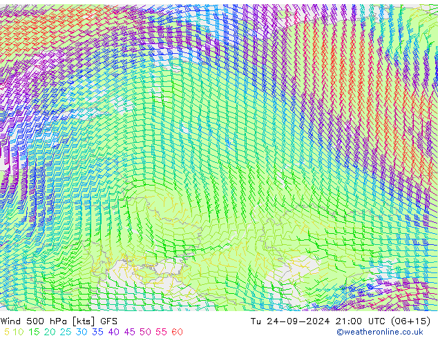  500 hPa GFS  24.09.2024 21 UTC