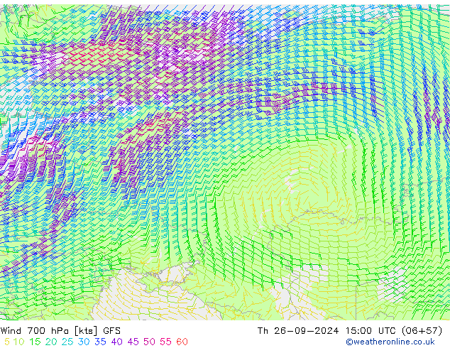 Wind 700 hPa GFS do 26.09.2024 15 UTC