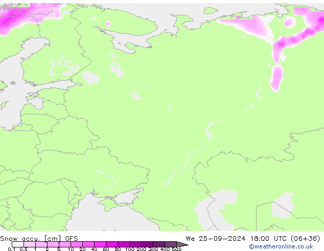 Snow accu. GFS We 25.09.2024 18 UTC