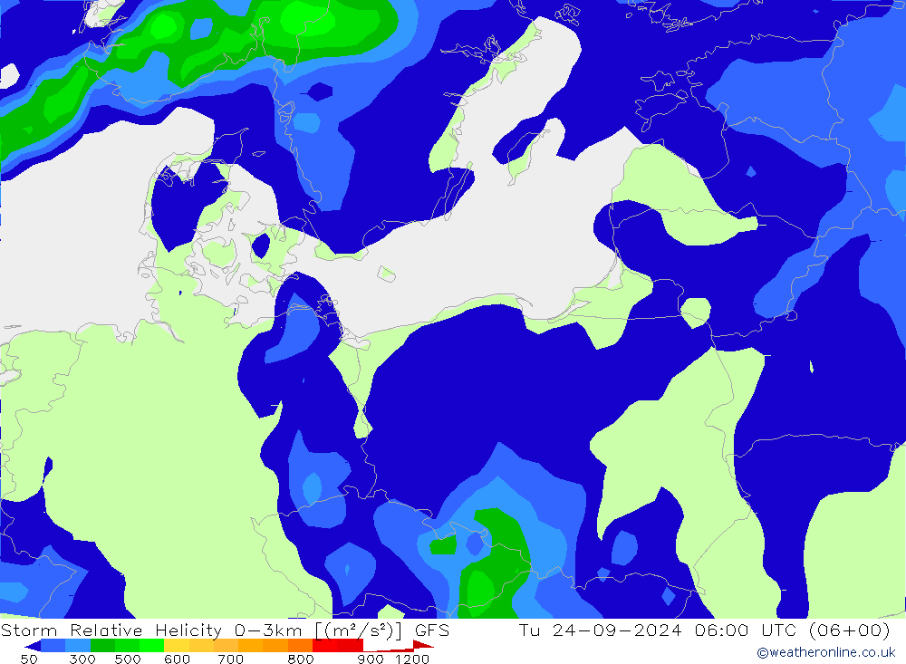 Storm Relative Helicity GFS mar 24.09.2024 06 UTC