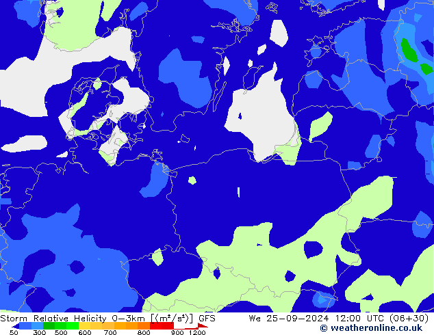 Storm Relative Helicity GFS mié 25.09.2024 12 UTC