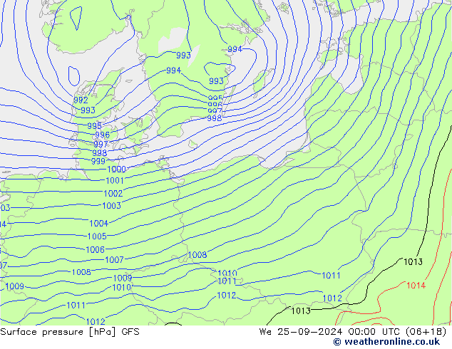 GFS: mer 25.09.2024 00 UTC