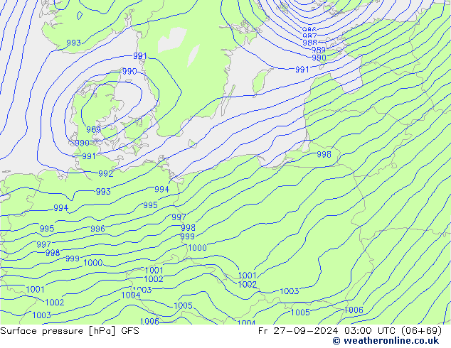 Surface pressure GFS Fr 27.09.2024 03 UTC