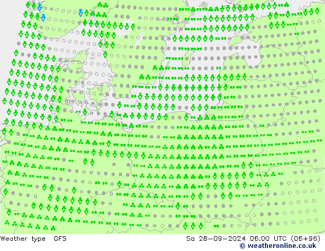 Tipo de precipitación GFS sáb 28.09.2024 06 UTC