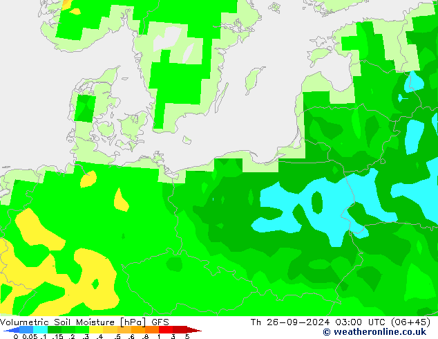 Volumetric Soil Moisture GFS gio 26.09.2024 03 UTC