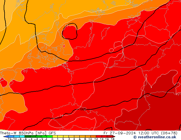 Theta-W 850hPa GFS  27.09.2024 12 UTC