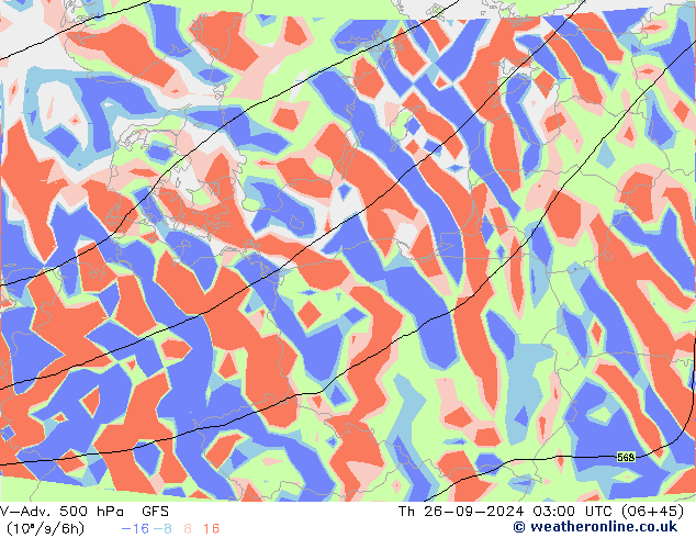 V-Adv. 500 hPa GFS gio 26.09.2024 03 UTC