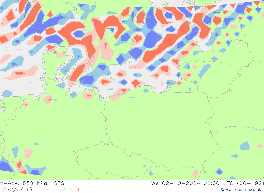 V-Adv. 850 hPa GFS  02.10.2024 06 UTC