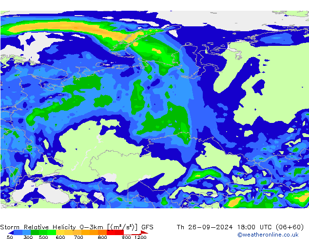 Storm Relative Helicity GFS Per 26.09.2024 18 UTC