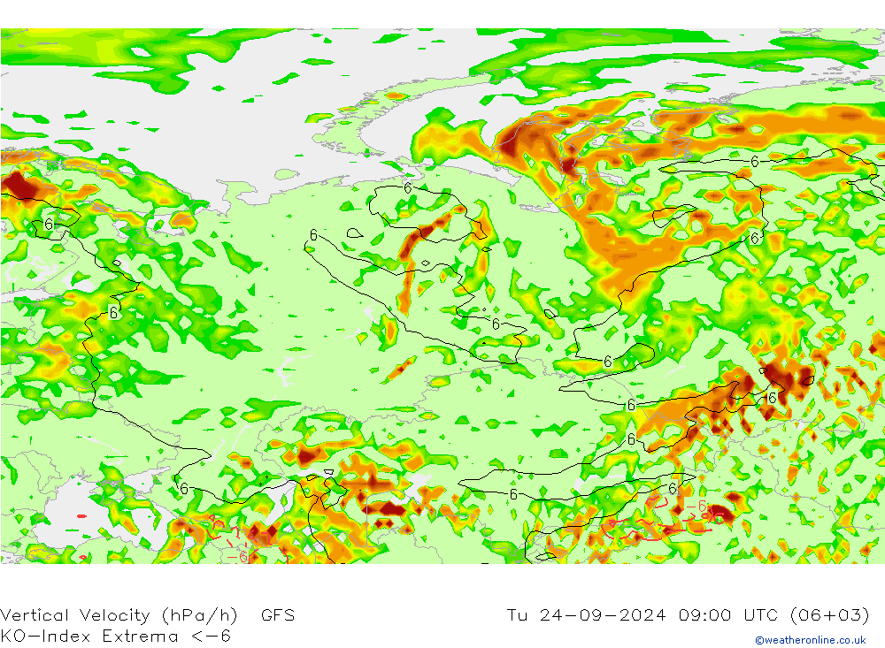 Convection-Index GFS Tu 24.09.2024 09 UTC