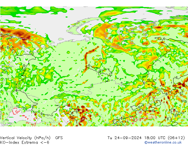 Convection-Index GFS wto. 24.09.2024 18 UTC