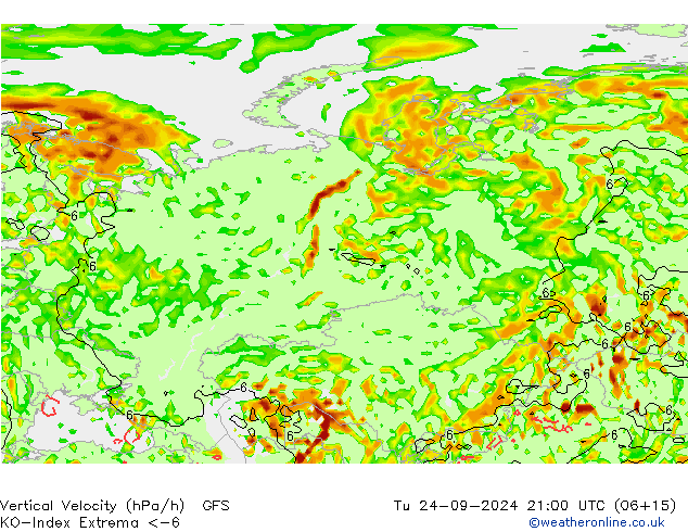 Convection-Index GFS Út 24.09.2024 21 UTC