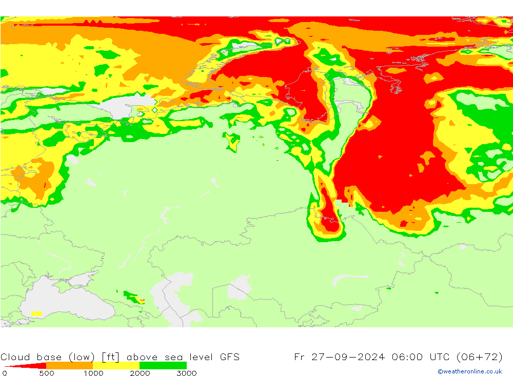 Cloud base (low) GFS  27.09.2024 06 UTC