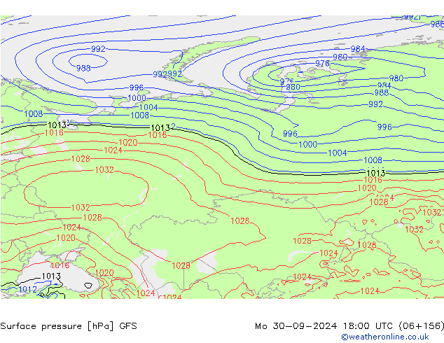 pressão do solo GFS Seg 30.09.2024 18 UTC