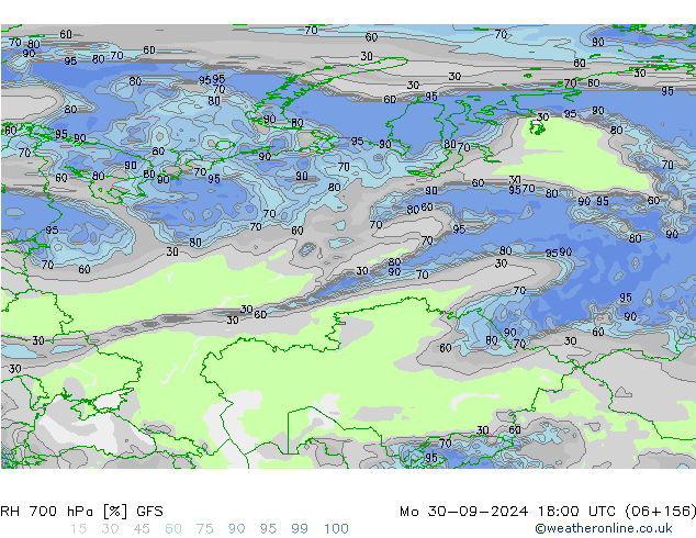 RH 700 hPa GFS Seg 30.09.2024 18 UTC