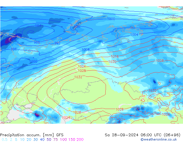 Totale neerslag GFS za 28.09.2024 06 UTC