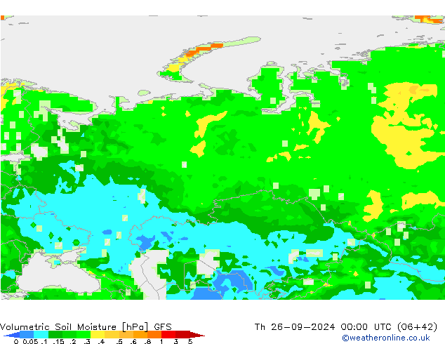 Volumetric Soil Moisture GFS czw. 26.09.2024 00 UTC